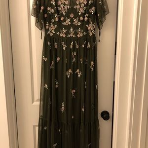 adrianna papell boho beaded mesh gown